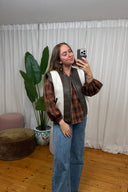 Cecile Reversible Faux Leather Teddy Gilet Vest