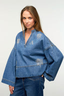 Donatelo Denim Jeans Blouse | Adoré Paris