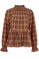 siva-geruite-smock-blouse-bruin-brown-sweet-like-you-productfoto-vooraanzicht-1