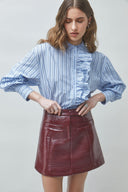 fire-nepleren-mini-rok-suncoo-paris-prune-bordeaux-modelfoto-vooraanzicht-1