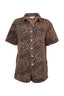 Janne Leopard Denim Jeans Playsuit