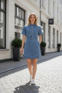 Joye Mini Denim Jeans Polo Dress
