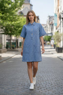Johanna Polka Dot Mini Denim Jeans Dress