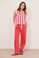 Janine-gestreepte-denim-jeans-top-red-Sweet-Like-You-modelfoto-vooraanzicht-2