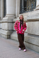 aura-geruite-teddy-korte-mantel-jas-rose-roze-sweet-like-you-lookfoto-vooraanzicht-3