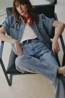 Lord Rivet Denim Jeans Shirt Blouse | Suncoo Paris
