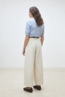 Rim Pleated Band Denim Jeans Pants | Suncoo Paris