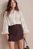 luciana-geruite-mini-rok-short-skort-broekrok-bordeaux-sweet-like-you-modelfoto-vooraanzicht-1
