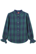 kimber-geruite-flanel-hemd-blouse-ruffelkraag-adoré-paris-productfoto-vooraanzicht