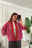 Tyler Handgemaakte Fuchsia Pailletten Kantha Jas