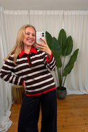 Margot Striped Knitted Polo Sweater | Sweet Like You