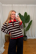 Margot Striped Knitted Polo Sweater | Sweet Like You