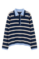 Margot Gestreepte Gebreide Polo Trui | Sweet Like You