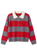 Amber Striped Knitted Polo Jumper | Sweet Like You
