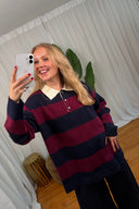 Amber Oversized Gestreepte Gebreide Polo Trui | Sweet Like You