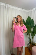 jill-denim-jeans-jurk-fuschia-sweet-like-you-model-vooraanzicht-1