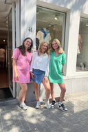 jill-denim-jeans-jurk-fuschia-sweet-like-you-model-vooraanzicht-2