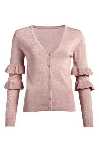 Alba Ruffle Cardigan Pink Co Couture