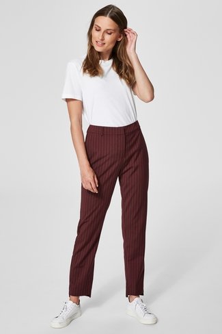 Striped Slfamila Red Pants Selected Femme