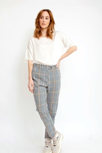 Checked Slim Fit Trousers Mix Sweet Like You