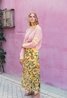 Yellow Floral Split Maxi Skirt