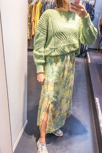 Floral Split Maxi Skirt Mint Imprevu