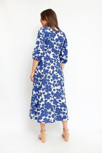 Blue Flower Maxi Dress White - Product - Sienna Goodies