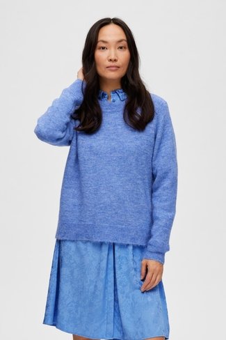 Round Neck Slflulu Sweater Ultramarine Blue Selected Femme