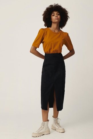 Vrijstelling Productiecentrum dier Rikka Denim Skirt Black Moss Copenhagen - Product - Sienna Goodies