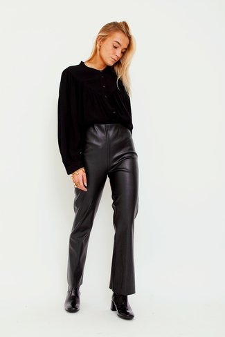 Kaylee Faux Leather Pants Black Soaked in Luxury