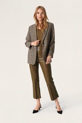Kaylee Faux Leather Pants Olive Soaked in Luxury