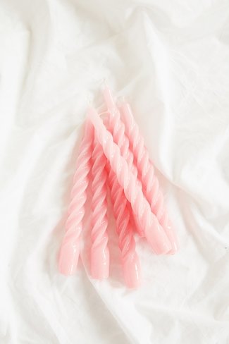 Twisted Candle Set Pink