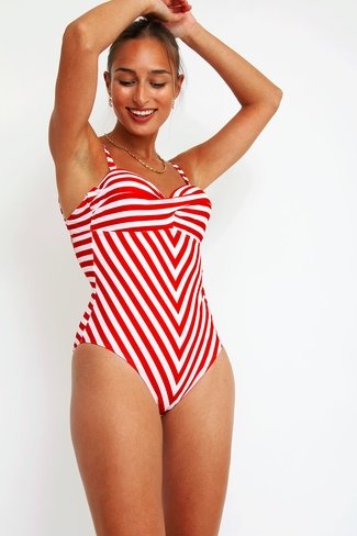 Striped Swimsuit Red Sweet Like You
