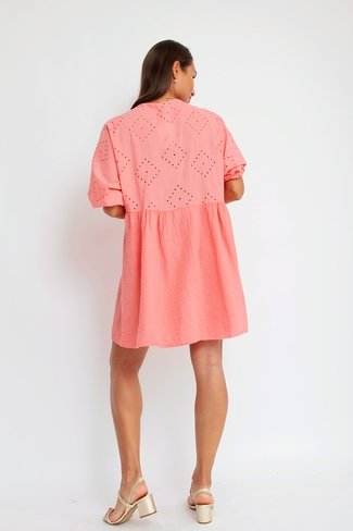 Tetra Broderie Dress Short Pink Sweet Like You - Product - Sienna Goodies