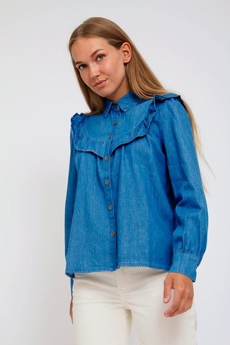 Frill Jeans Top Blue Sweet Like You