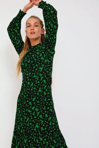 Vika Dress Green Neo Noir