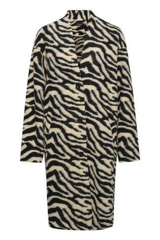 Cicka Zebra Print Coat Black Soaked in Luxury