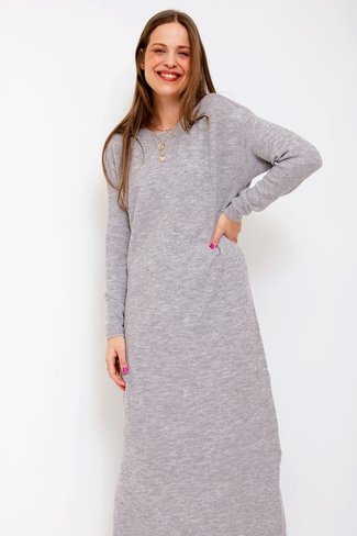 Round Neck Sweater Dress Grey Orla Antwerp