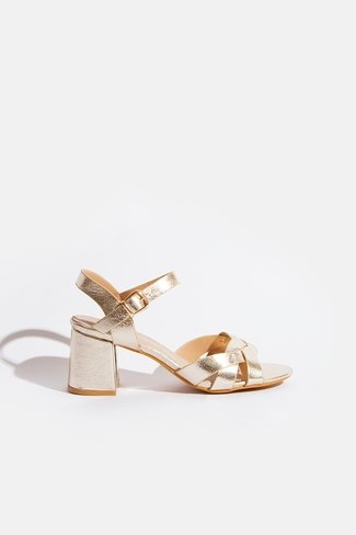 Woven Heeled Sandals Gold Sweet Like You