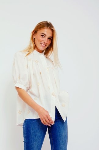 Short Sleeved Lurex Top White/ Gold Sweet Like You