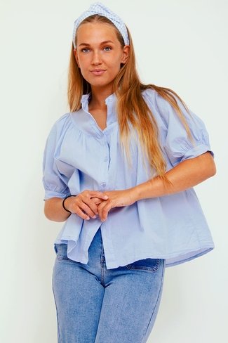 Short Sleeved Cotton Top Light Blue Sweet Like You 