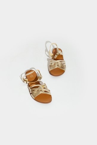 Woven Ankle Strap Sandals Gold Sweet Like You
