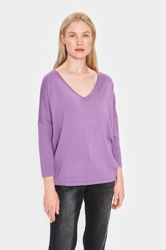 Mila V-Neck Sweater Lilac Saint Tropez