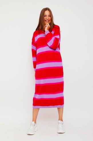 Striped Sweater Dress Red Mix Sweet Like You