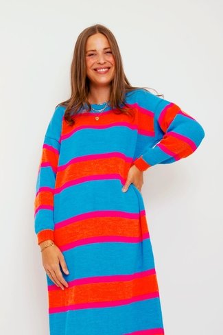 Striped Sweater Dress Blue Mix Sweet Like You