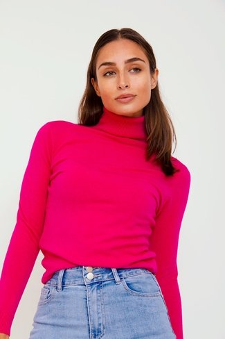 Rollneck Thin Sweater Pink Sweet Like You