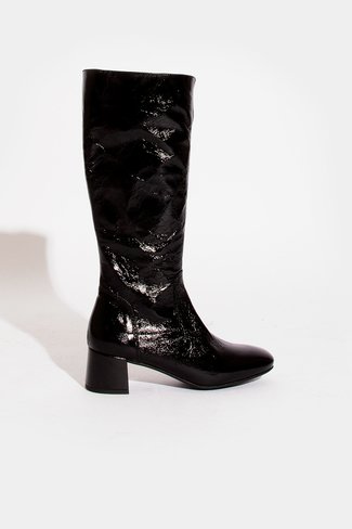 Malory Knee High Laque Boots Black Kanna
