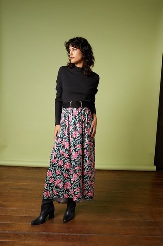 Hashley Floral Skirt Black Grace and Mila