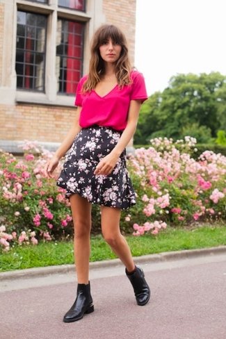 Siago Floral Mini Skirt Black La Petite Etoile