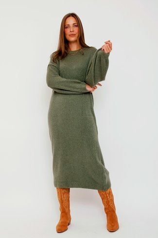 Knitted Alpaca Sweater Dress Khaki Sweet Like You